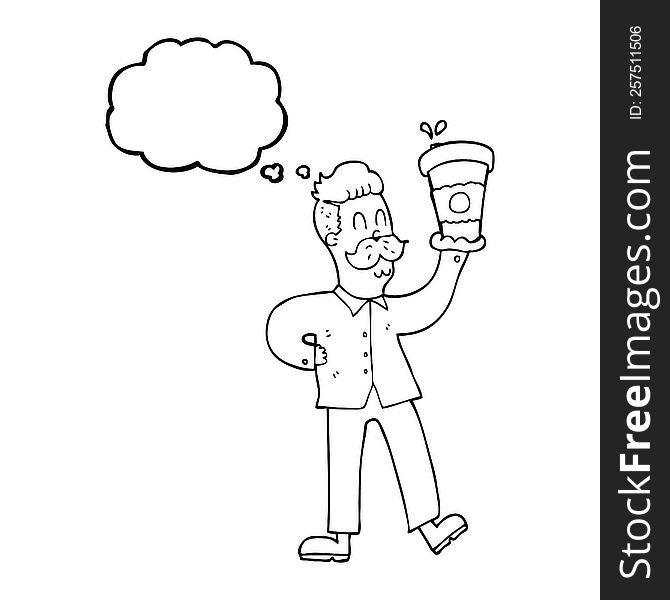 Thought Bubble Cartoon Man With Coffee Cups
