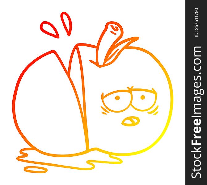 Warm Gradient Line Drawing Cartoon Sliced Apple