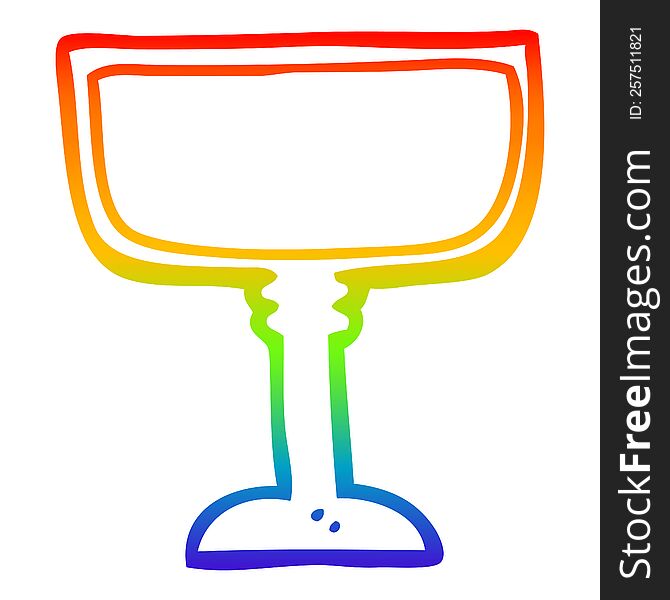 rainbow gradient line drawing of a cartoon wine glass