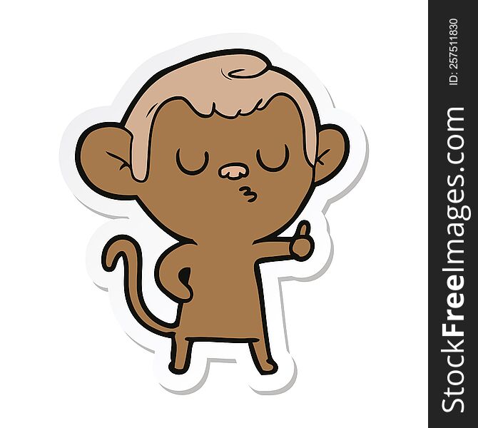 sticker of a cartoon calm monkey