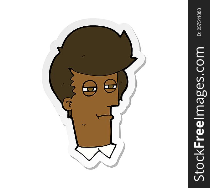sticker of a cartoon man with narrowed eyes