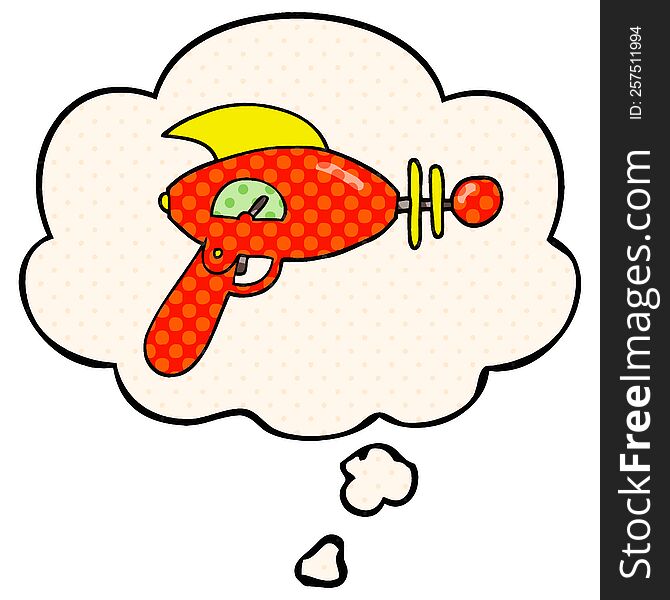 Cartoon Ray Gun And Thought Bubble In Comic Book Style