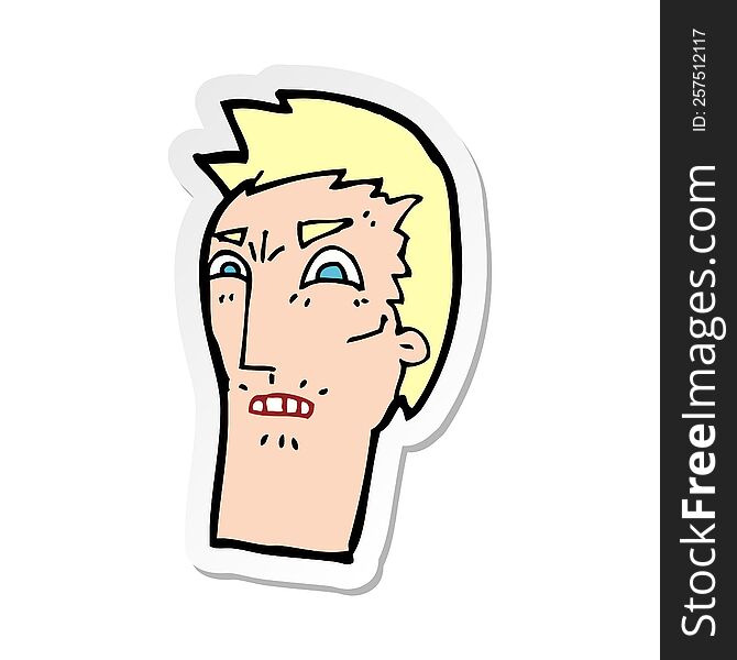 sticker of a cartoon angry face