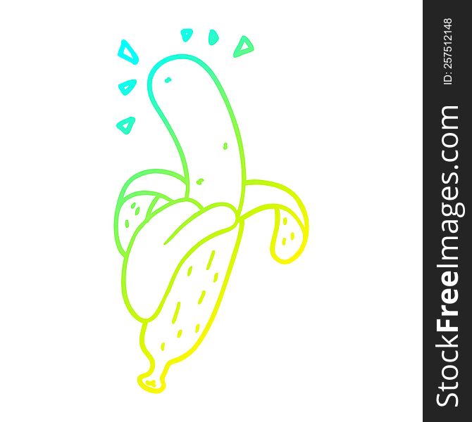 cold gradient line drawing of a cartoon banana