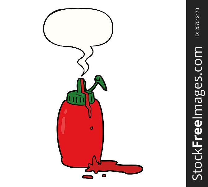 Cartoon Tomato Ketchup Bottle And Speech Bubble