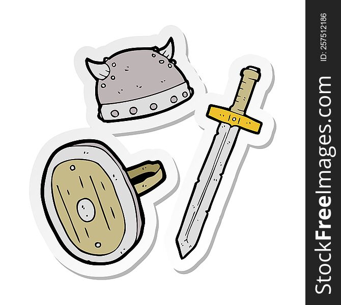 sticker of a cartoon medieval warrior objects