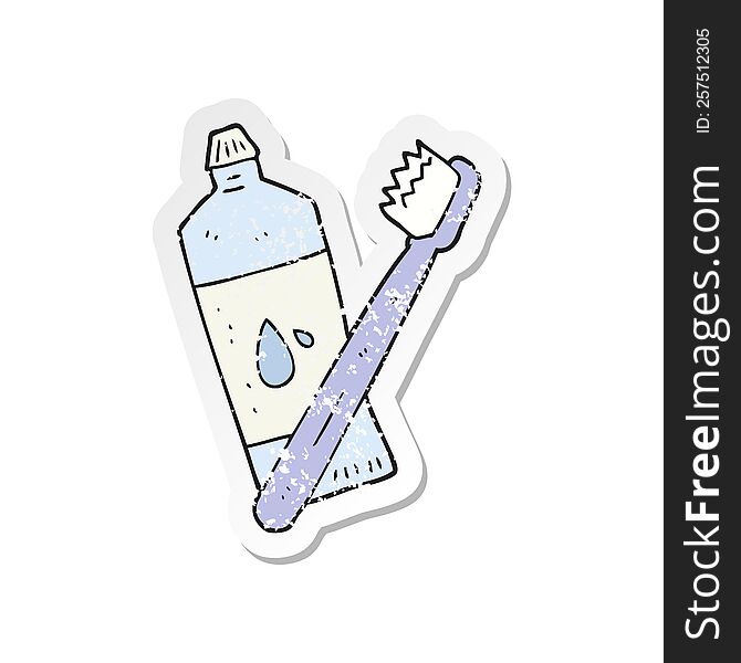 retro distressed sticker of a cartoon toothbrush