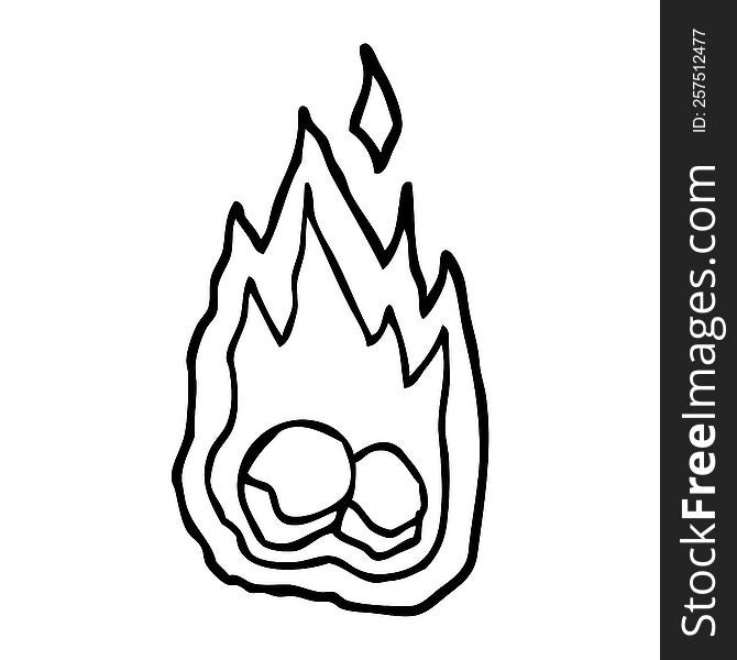 Line Drawing Cartoon Burning Coals