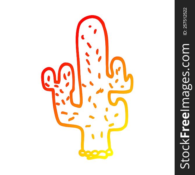 Warm Gradient Line Drawing Cartoon Cactus