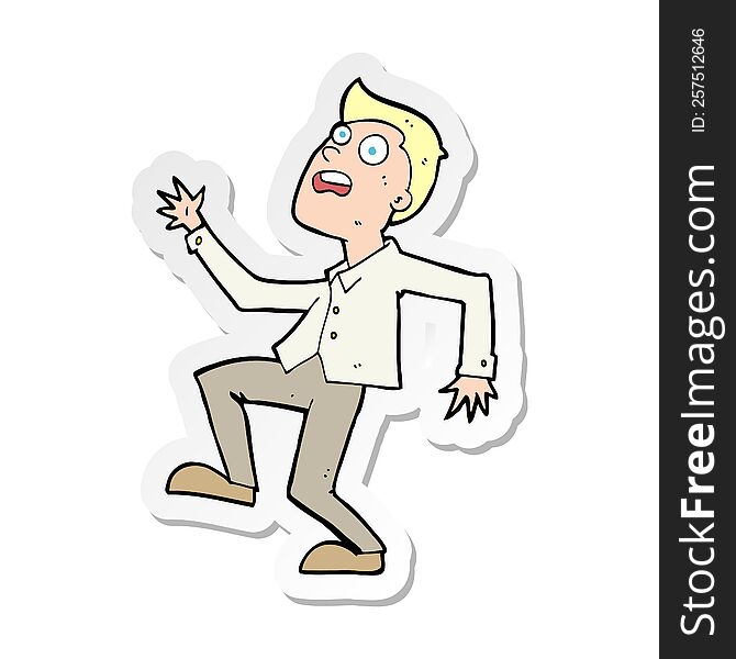Sticker Of A Cartoon Man Panicking