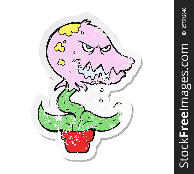 retro distressed sticker of a cartoon monster plant