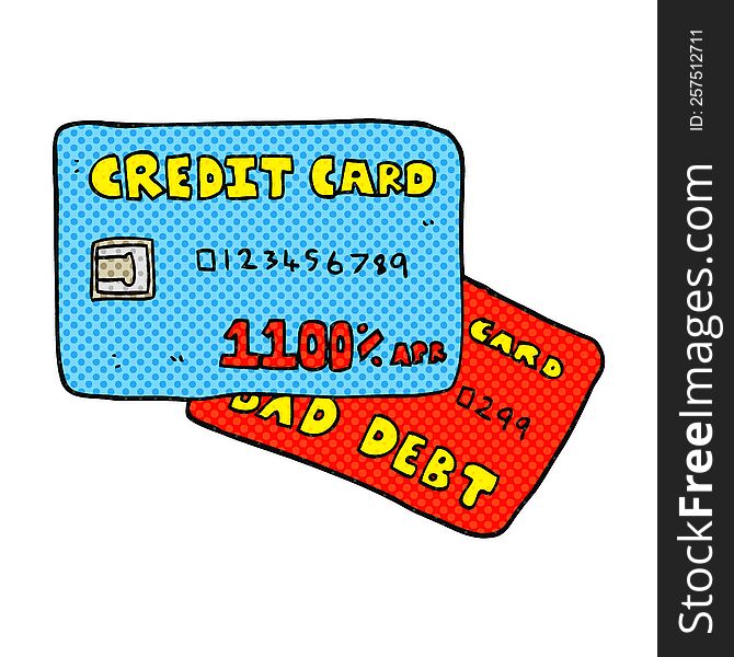 freehand drawn cartoon credit cards