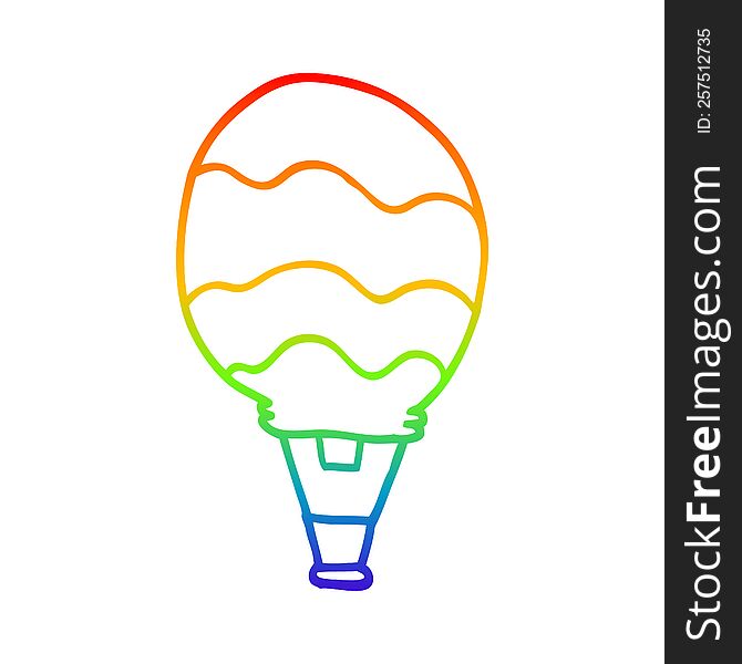 rainbow gradient line drawing of a cartoon hot air balloon