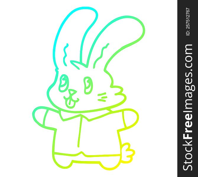 cold gradient line drawing of a cartoon jolly rabbit