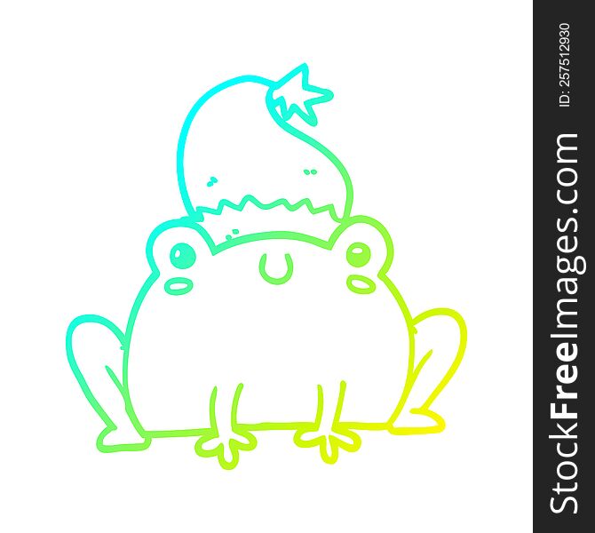 Cold Gradient Line Drawing Cute Cartoon Christmas Frog