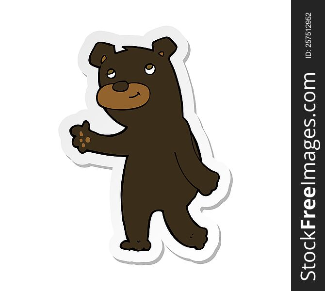 Sticker Of A Cute Cartoon Black Bear