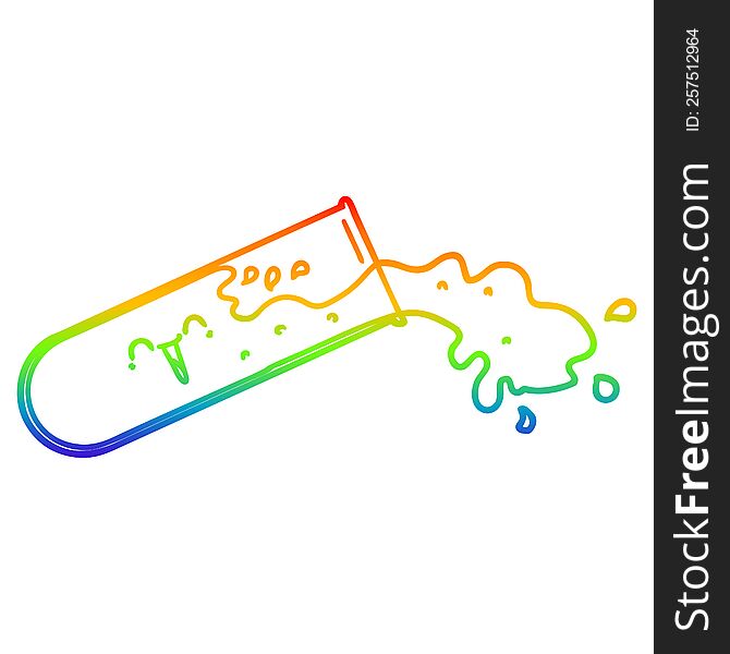 Rainbow Gradient Line Drawing Cartoon Test Tube Spilling