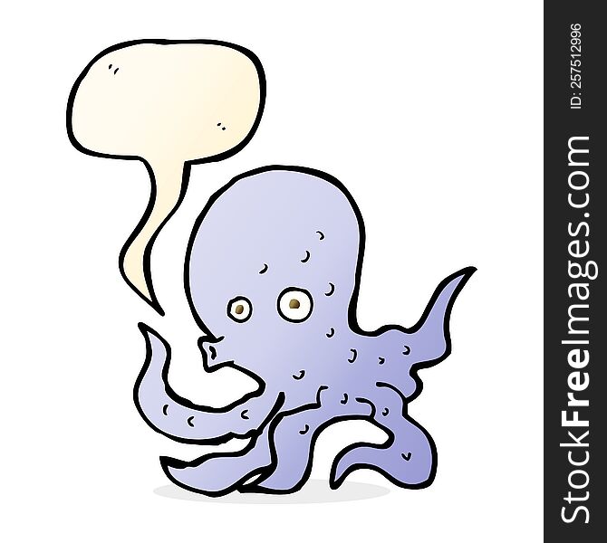 Cartoon Octopus With Speech Bubble