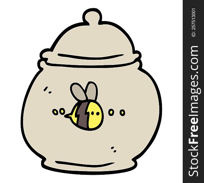 Hand Drawn Doodle Style Cartoon Honey Pot