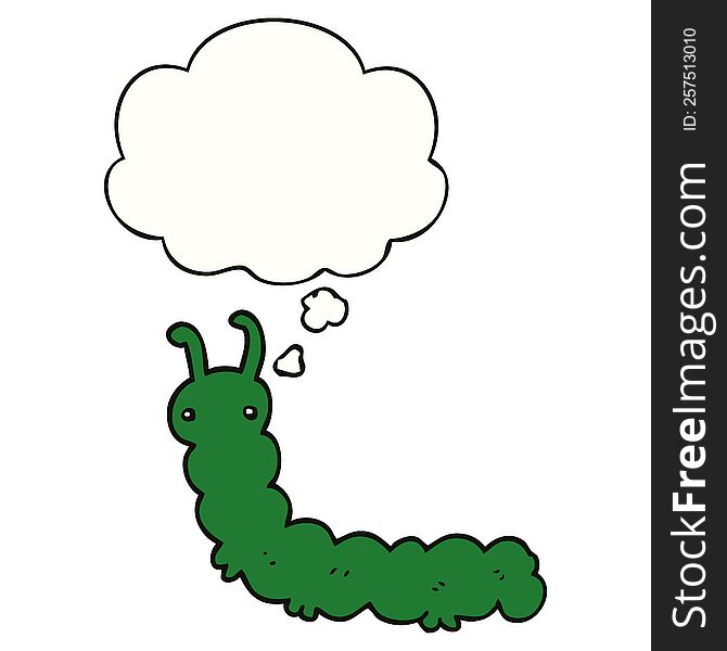 Cartoon Caterpillar And Thought Bubble