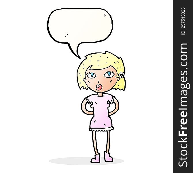 cartoon woman with speech bubble