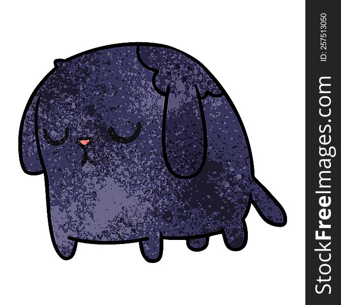 Textured Cartoon Of Cute Sad Kawaii Dog