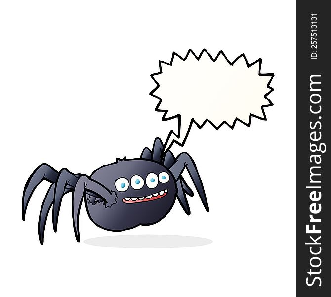 cartoon spooky spider with speech bubble