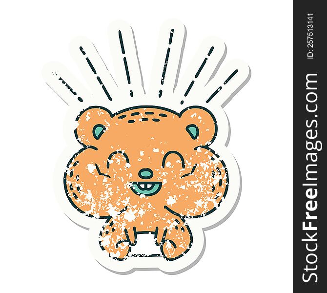Grunge Sticker Of Tattoo Style Happy Hamster