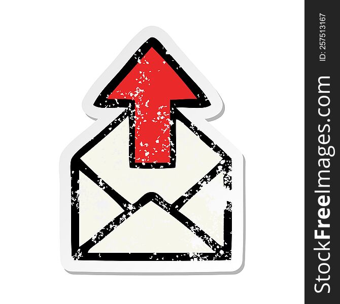 distressed sticker of a cute cartoon email sign