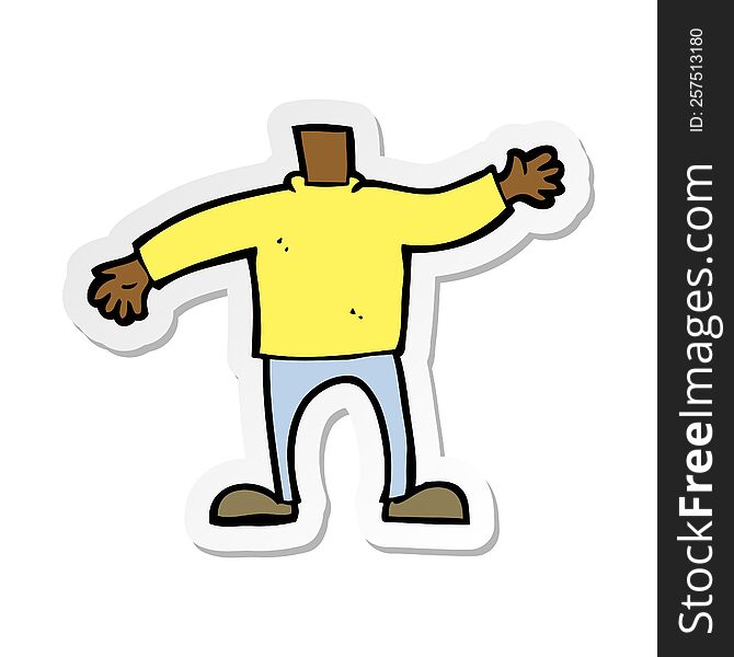 Sticker Of A Cartoon Body Waving Arms