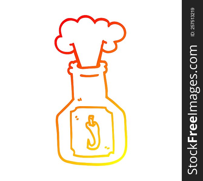 warm gradient line drawing of a cartoon hot chlli sauce