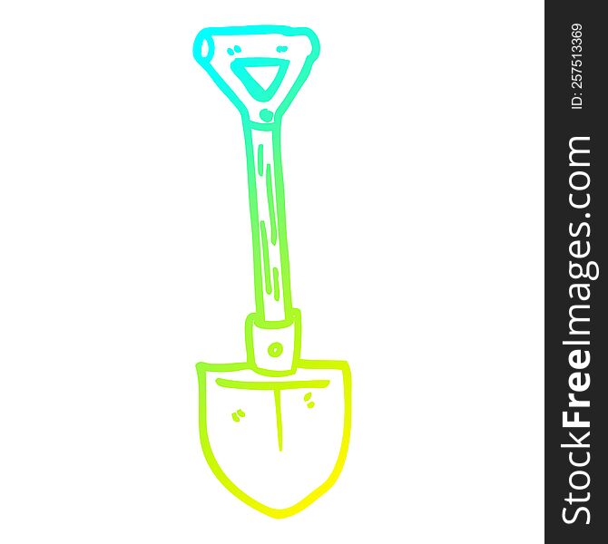 Cold Gradient Line Drawing Cartoon Shovel
