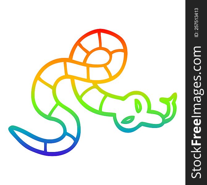 rainbow gradient line drawing of a cartoon poisonous snake