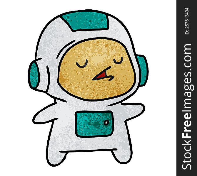 Textured Cartoon Of A Kawaii Cute Astronaut Boy