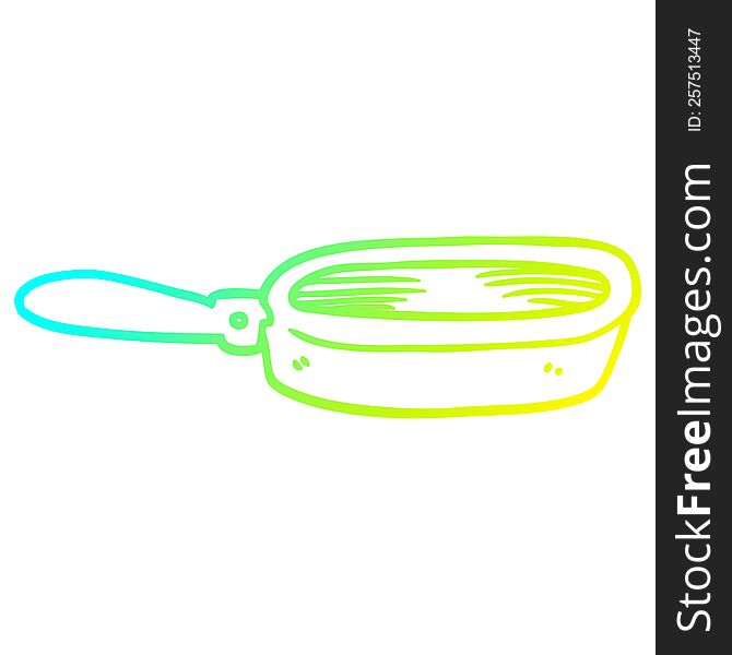 cold gradient line drawing of a cartoon frying pan