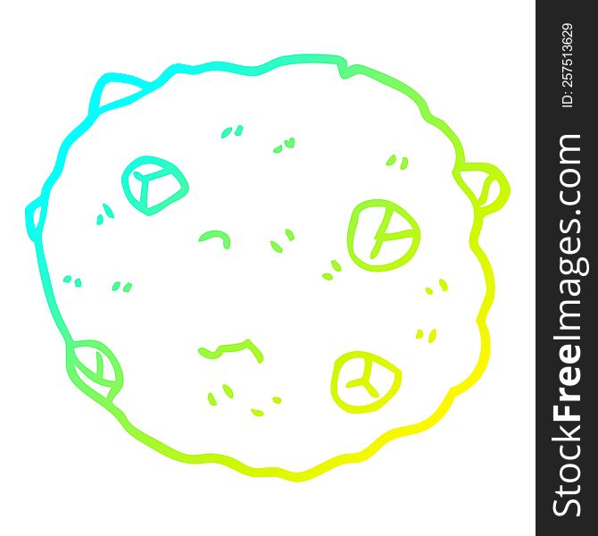 Cold Gradient Line Drawing Cartoon Chocolate Chip Cookie