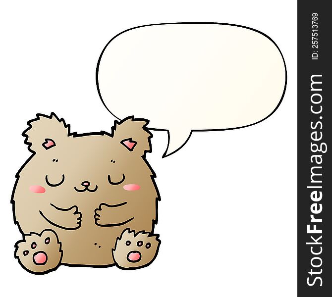 Cute Cartoon Bear And Speech Bubble In Smooth Gradient Style