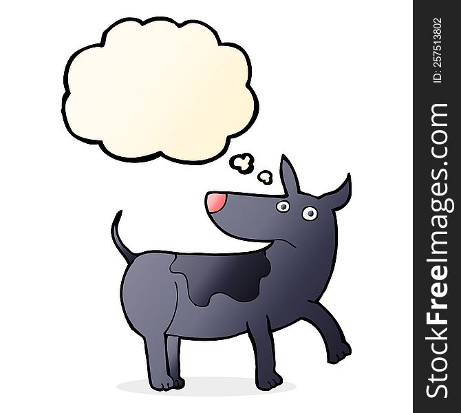 Funny Cartoon Dog With Thought Bubble