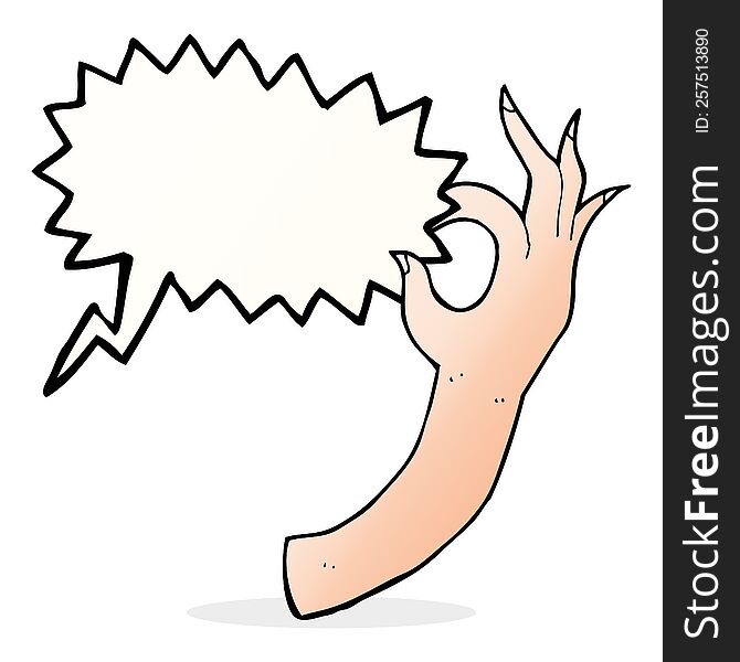 Cartoon Hand Symbol With Speech Bubble