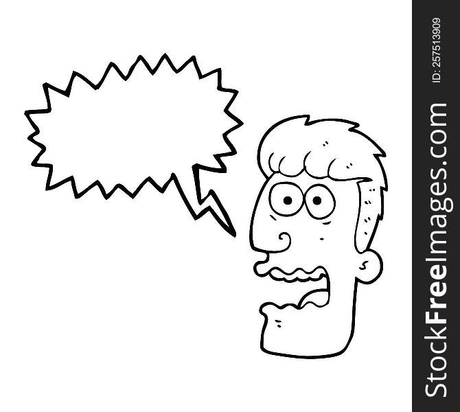 freehand drawn speech bubble cartoon shocked man