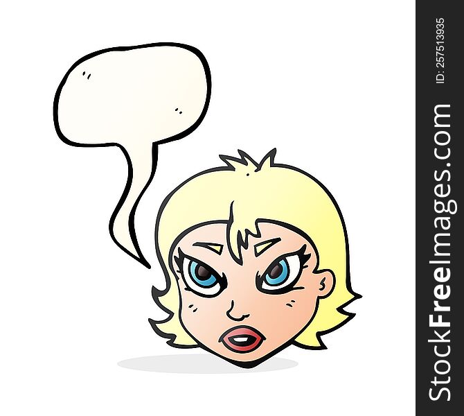 Speech Bubble Cartoon Angry Female Face
