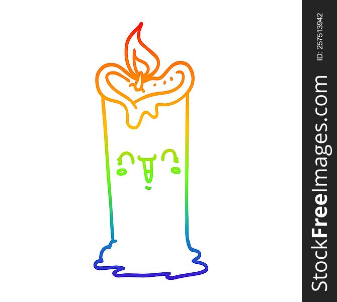 Rainbow Gradient Line Drawing Cartoon Happy Candle