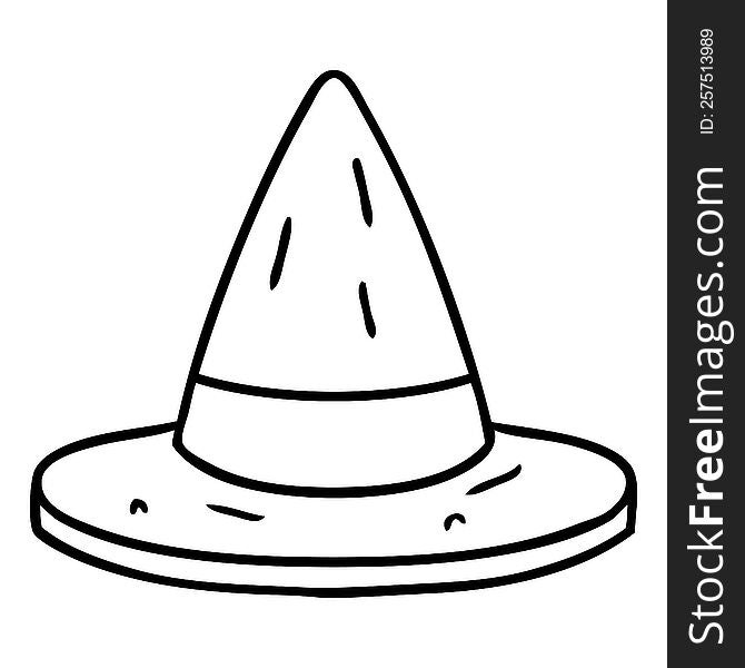 hand drawn line drawing doodle of a witches hat