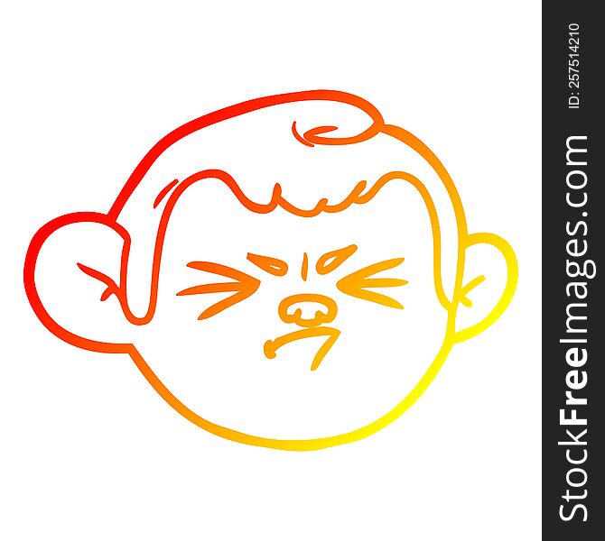 Warm Gradient Line Drawing Cartoon Monkey Face