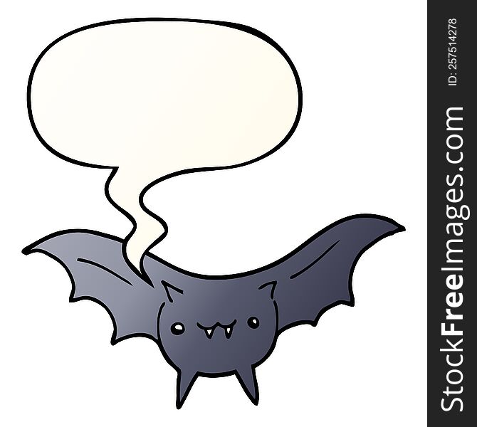 Cartoon Bat And Speech Bubble In Smooth Gradient Style