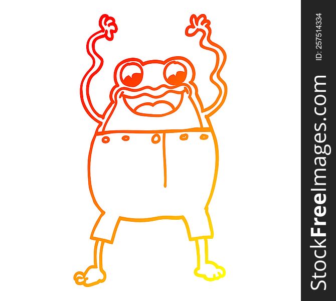Warm Gradient Line Drawing Cartoon Frog