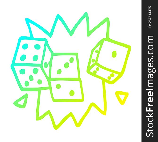 Cold Gradient Line Drawing Cartoon Lucky Dice