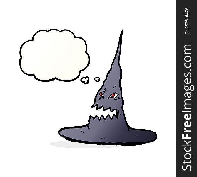 Cartoon Spooky Witches Hat With Thought Bubble