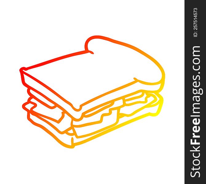 warm gradient line drawing of a ham cheese tomato sandwich