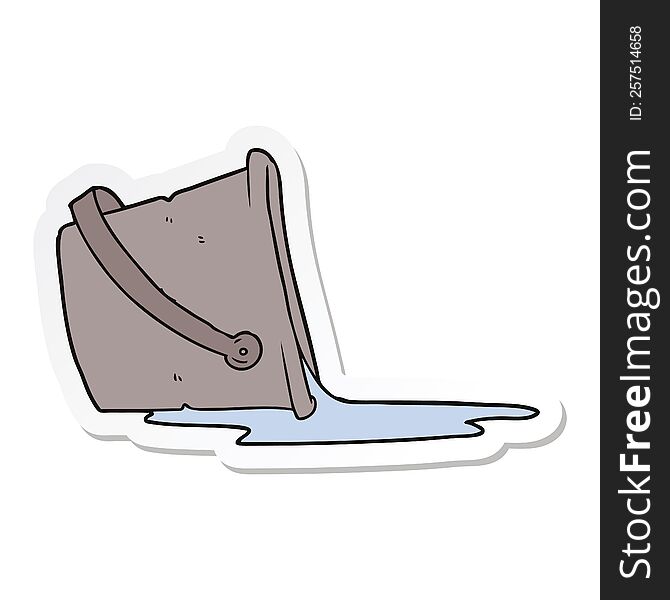 sticker of a cartoon spilled bucket of water